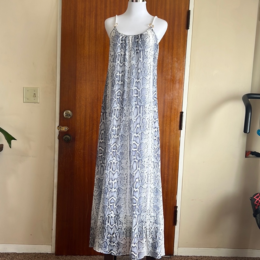 Beautiful Heidi Klein Maxi Dress Snake Print Large
